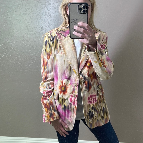 Robert Graham Multicolored 2 Button Floral Velvet Blazer Size 6 - Picture 3 of 13